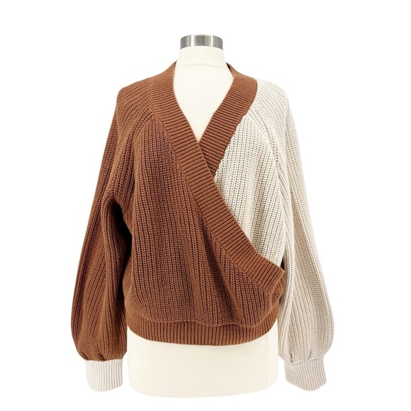 UPWEST Colorblock Wrap Sweater L - Picture 3 of 6